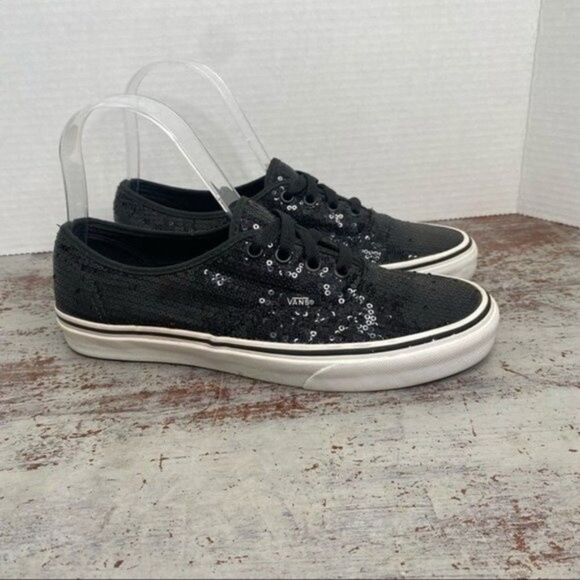 Vans Black Sequin Sneakers Shoes 7.5 - Picture 1 of 6